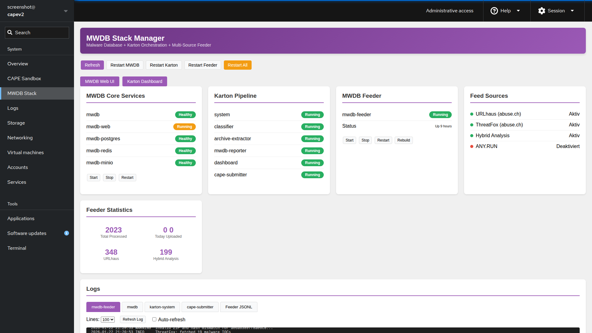MWDB Manager Dashboard